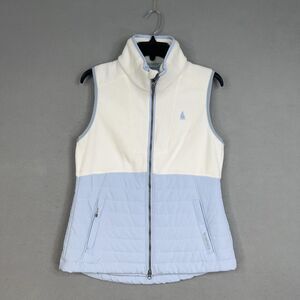Zero Restriction Vest Women Medium White Light Blue Full Zip Quilted Fleece Golf
